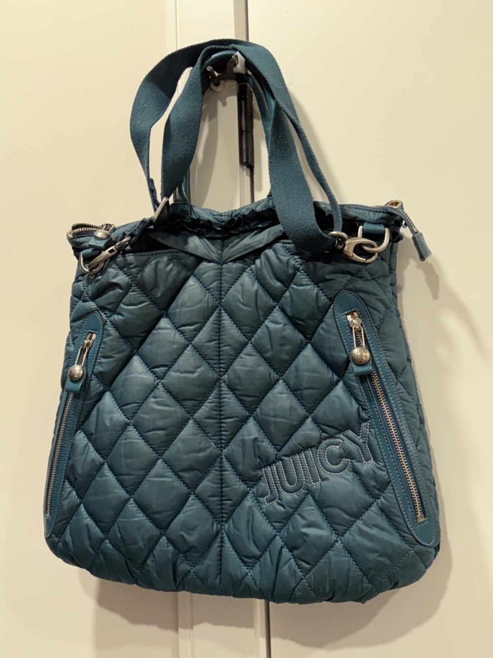 Vintage Juicy Couture Teal Quilted Tote Bag